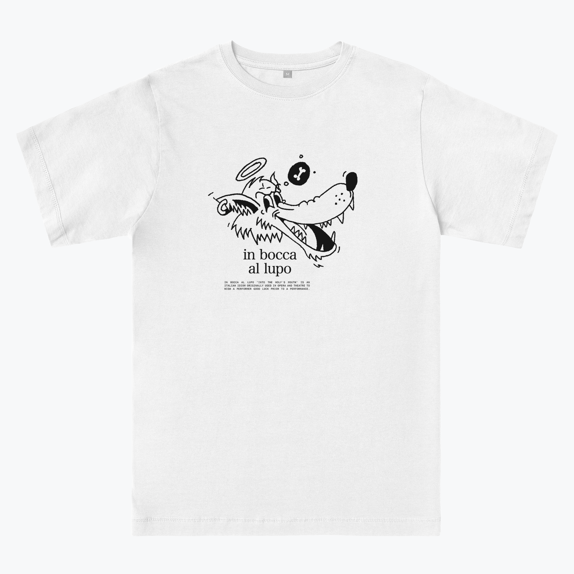 T-shirt da incubo o halloween o design della copertina del libro. lupo