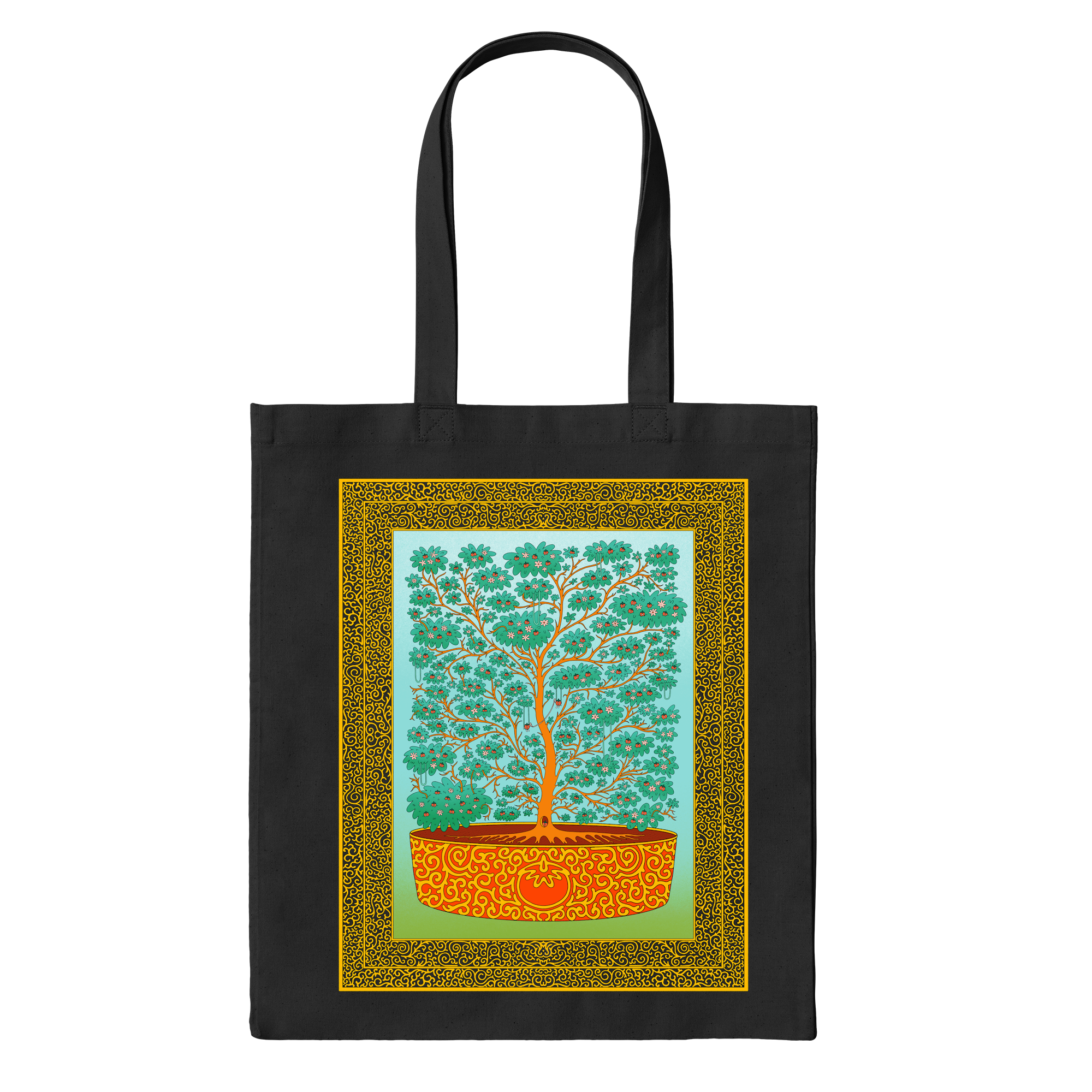Tomato Tree Tote Bag in Black