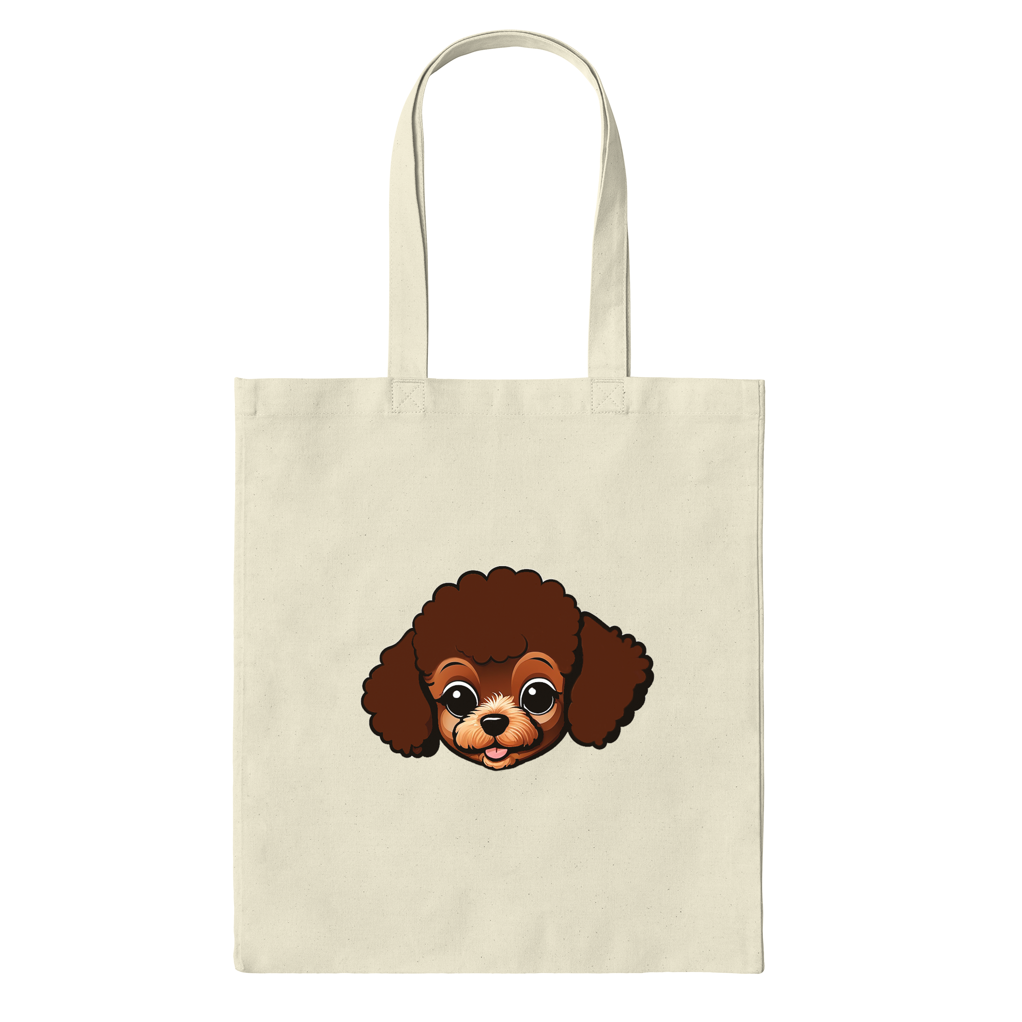 Toy Poodle Cartoon Dog Tote Bag in Natural