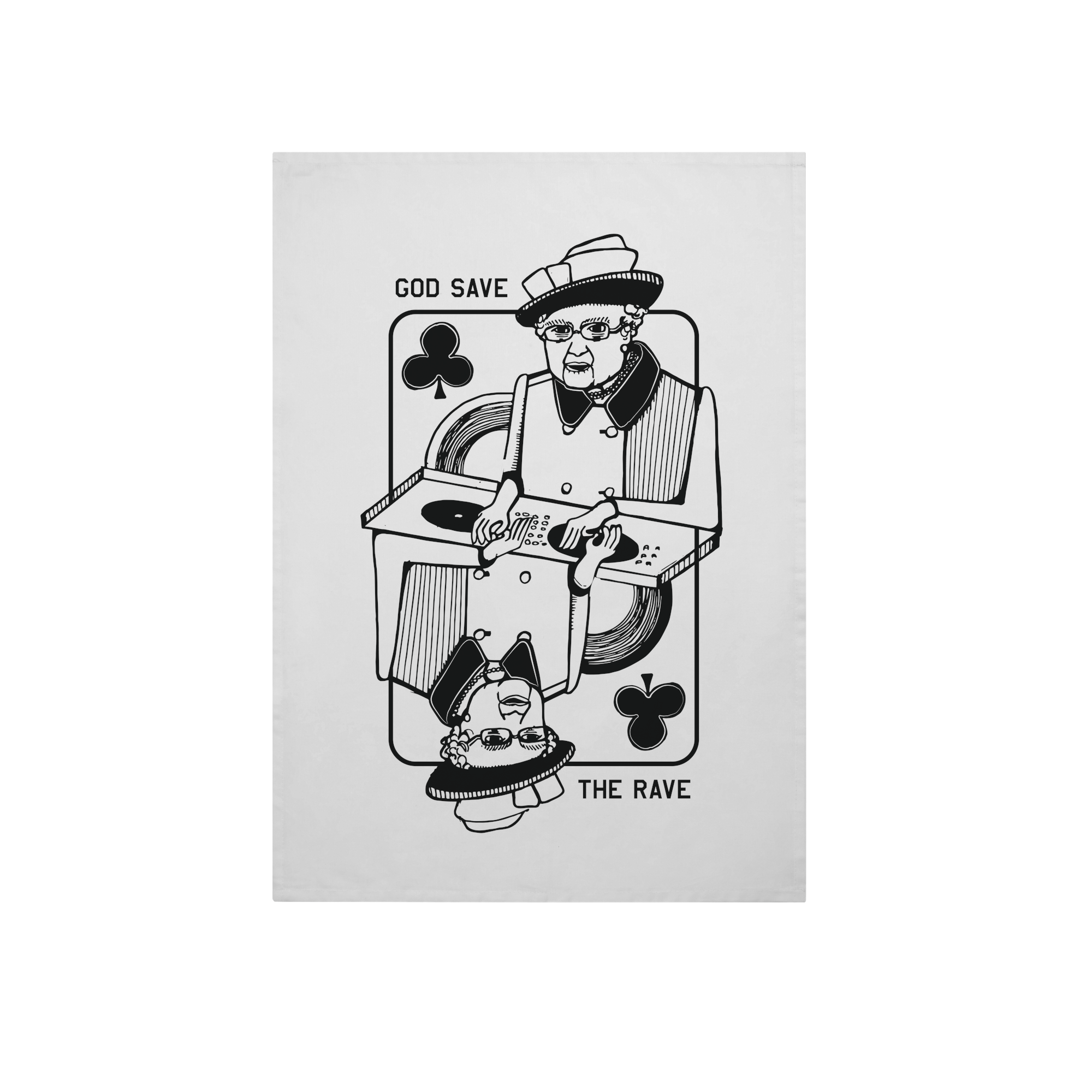 Queen Of Clubs - Tea Towel Lifestyle in White