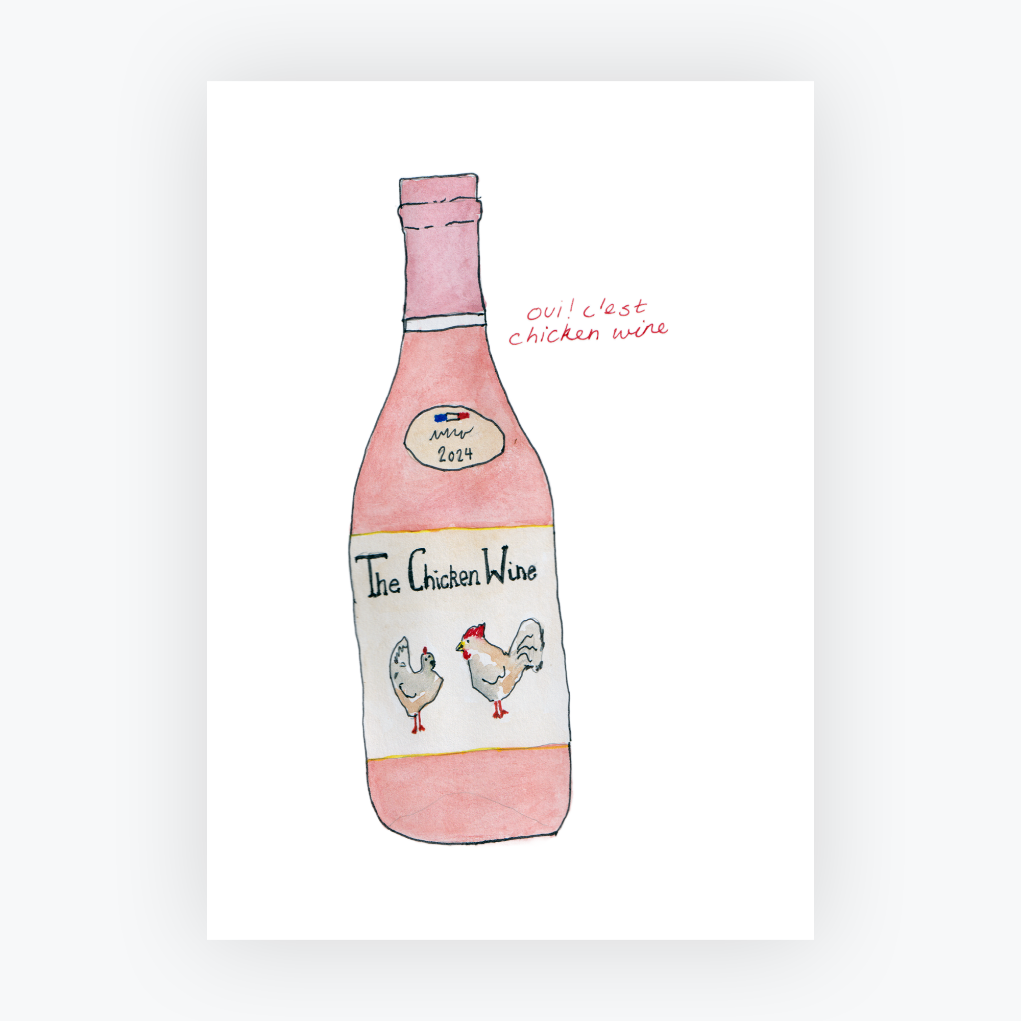 Chicken Wine Art Print in Art print