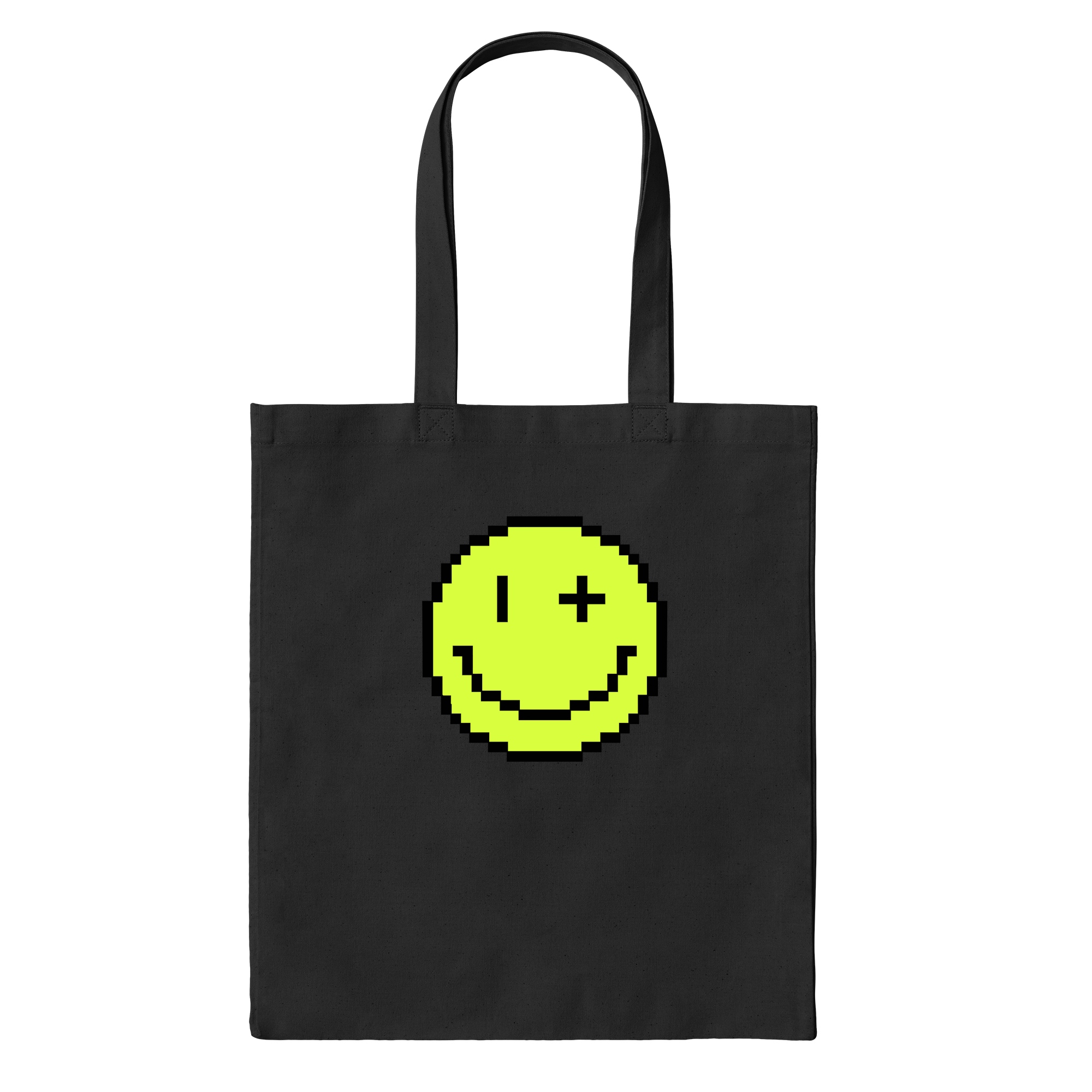 Acid House 8 Bit Smiley Bag in Black