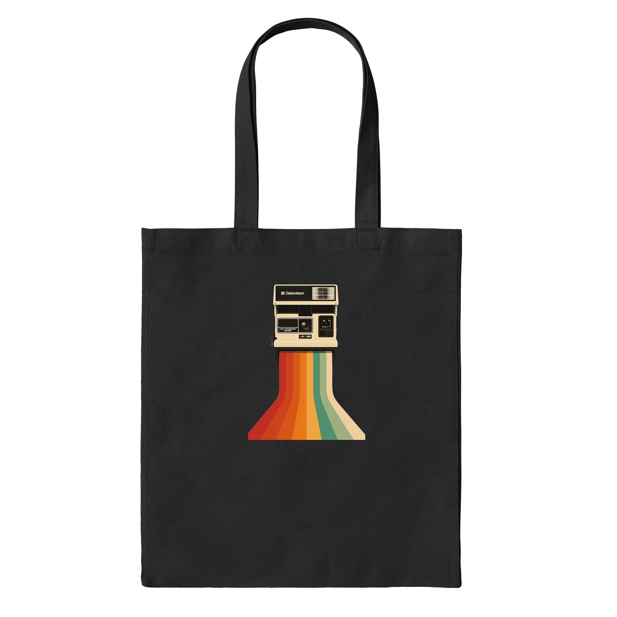 Retro Camera With Rainbow Print Bag in Black