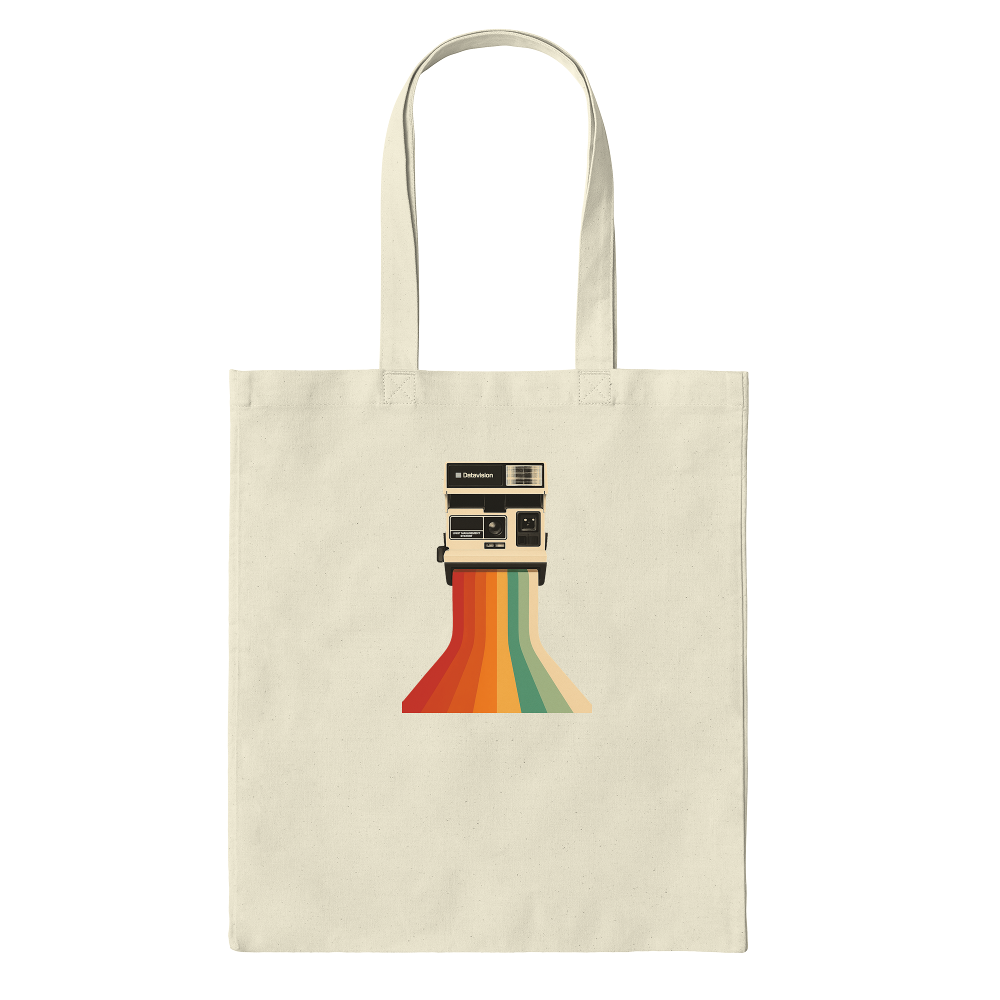 Retro Camera With Rainbow Print Bag in Natural