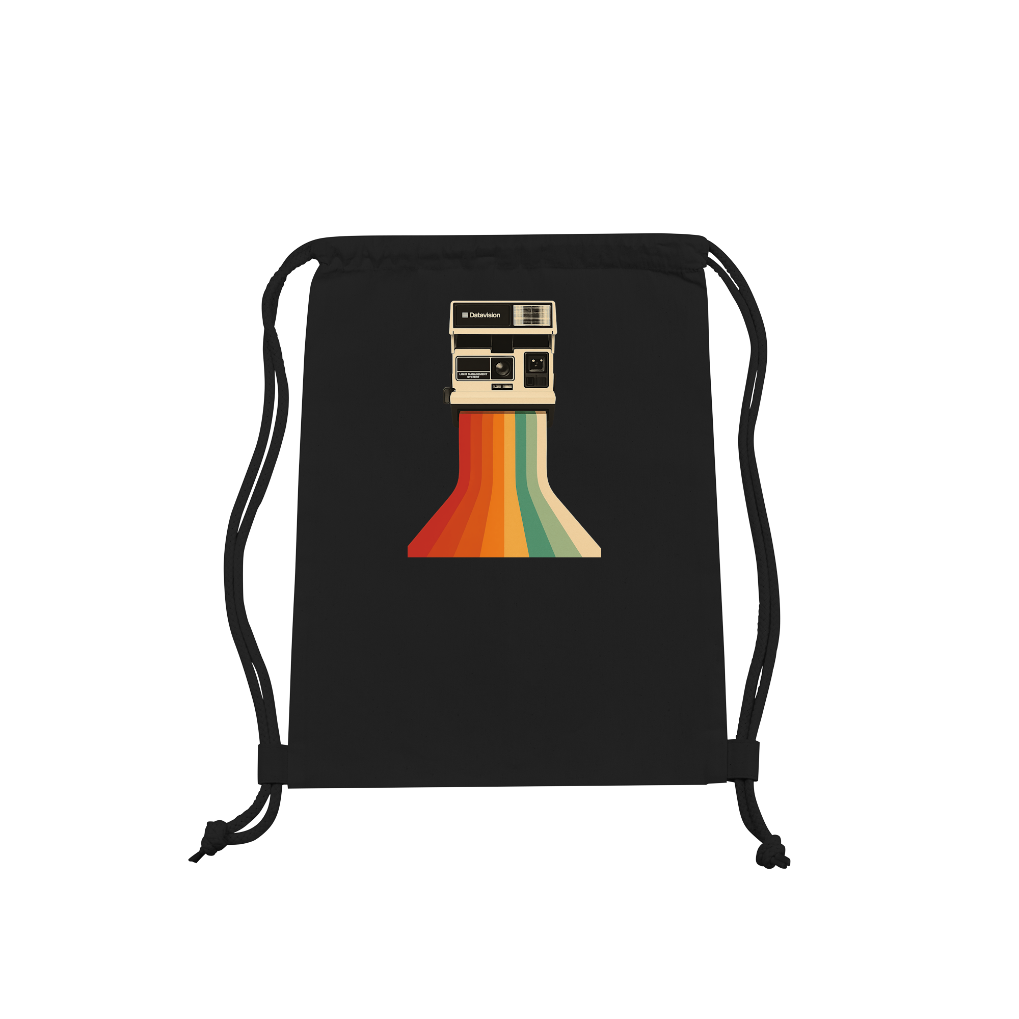 Retro Camera With Rainbow Print Bag in Black