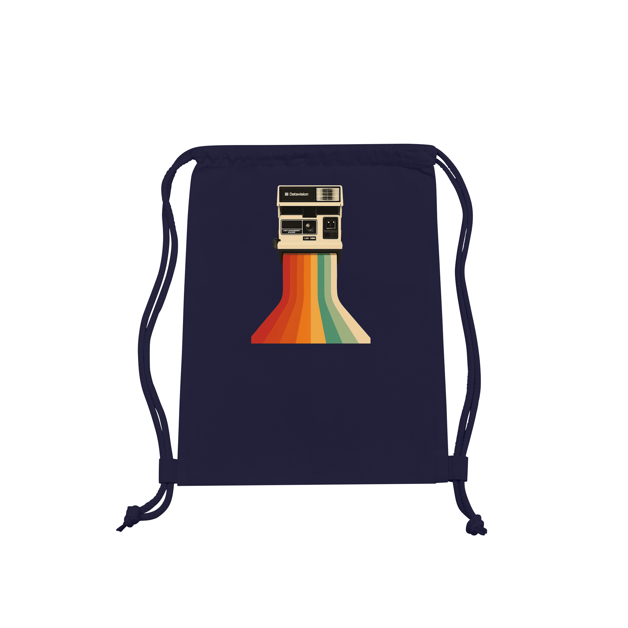 Retro Camera With Rainbow Print Bag in French Navy