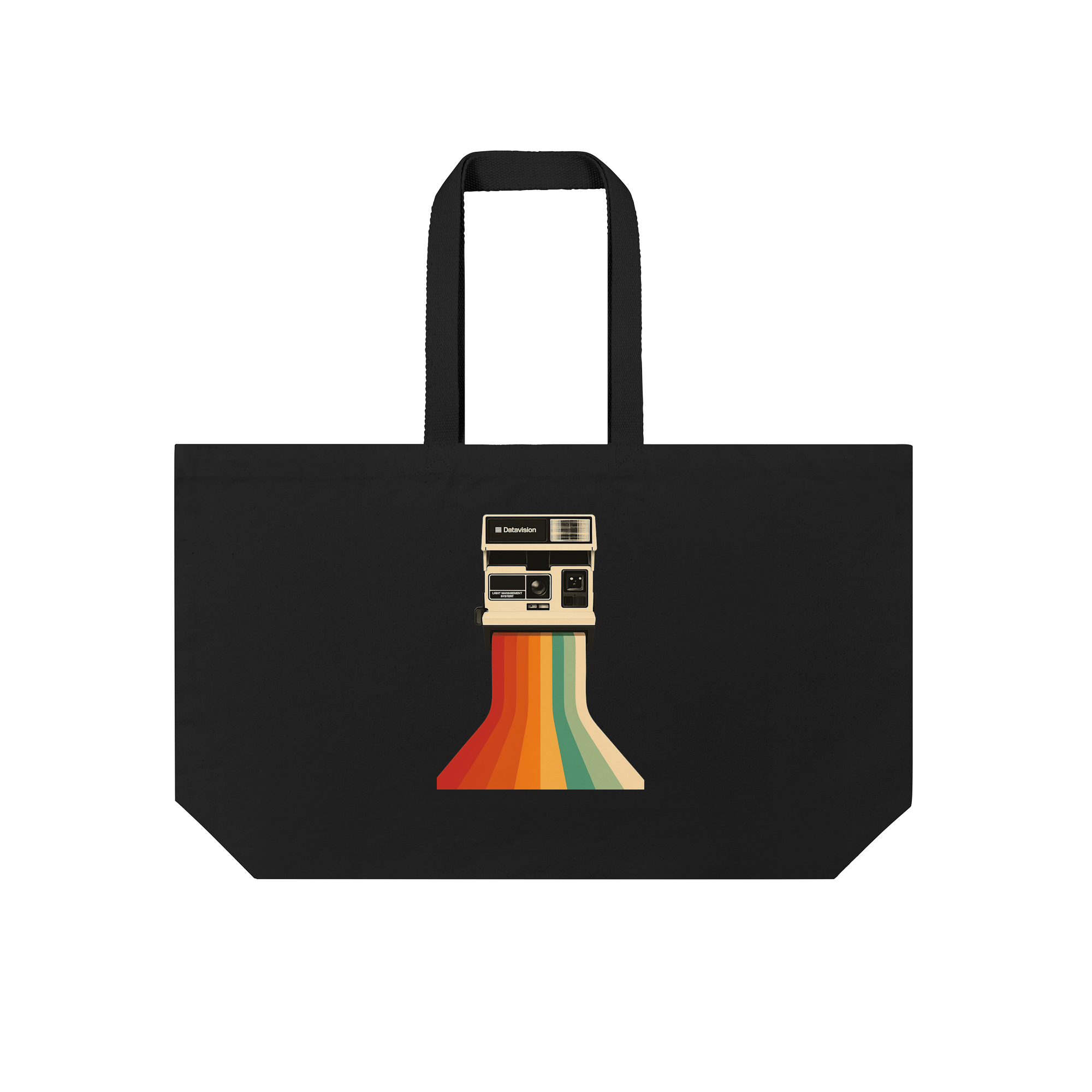 Retro Camera With Rainbow Print Bag in Black