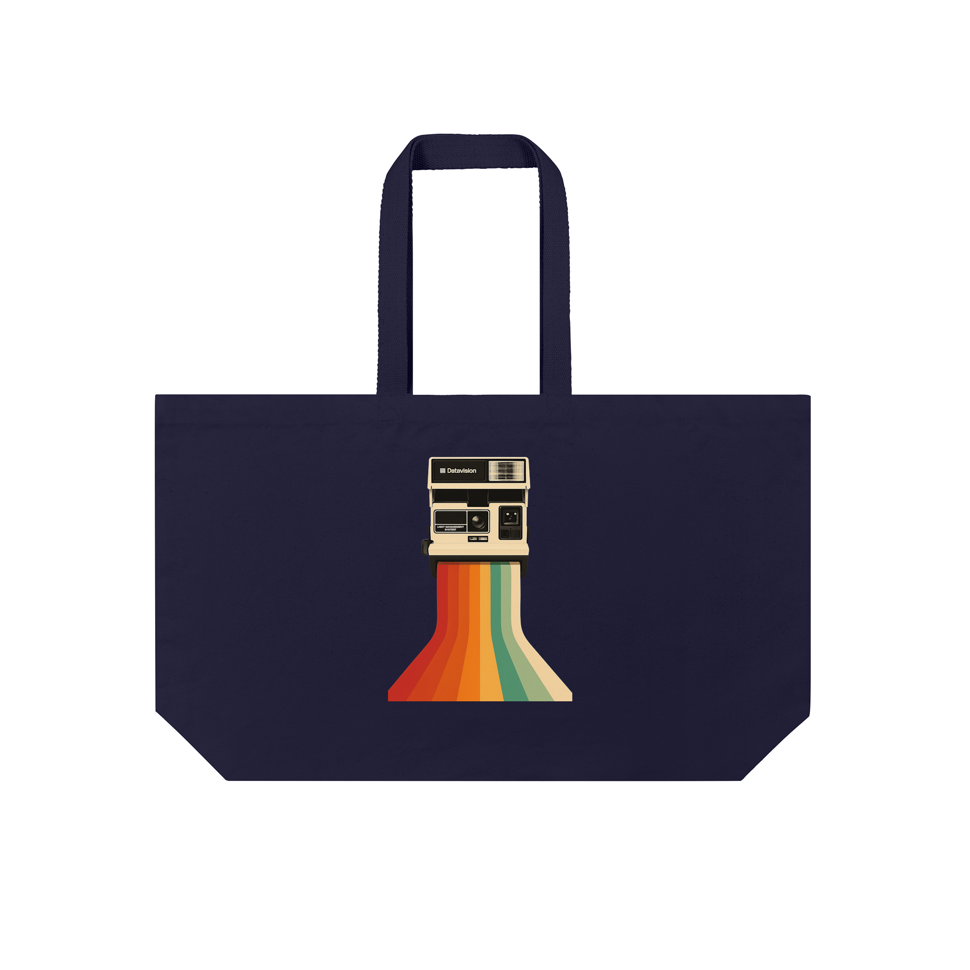 Retro Camera With Rainbow Print Bag in French Navy