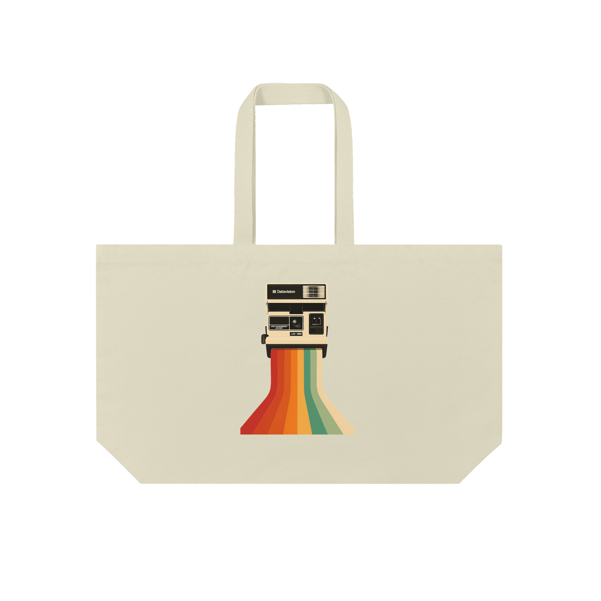 Retro Camera With Rainbow Print Bag in Natural