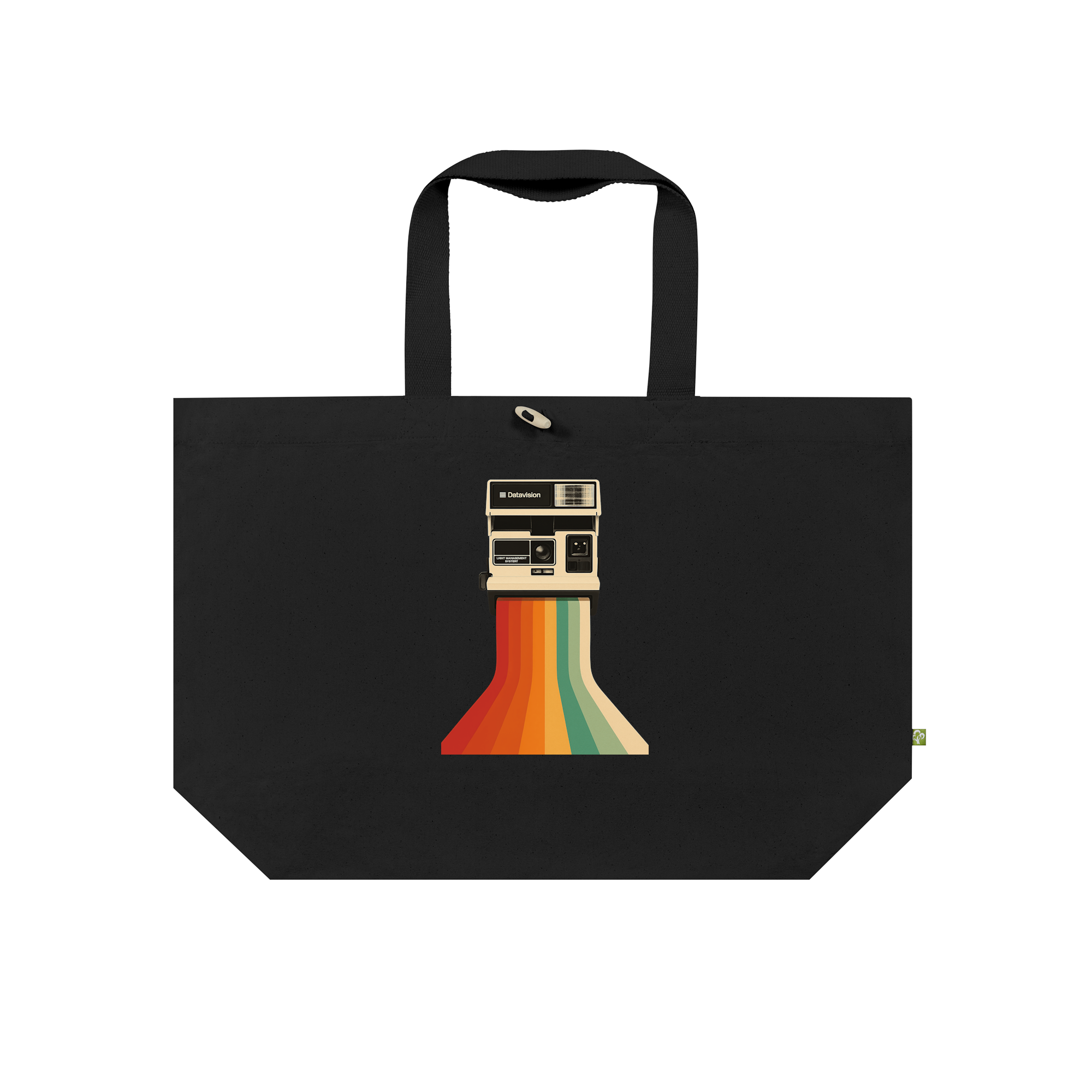 Retro Camera With Rainbow Print Bag in Black