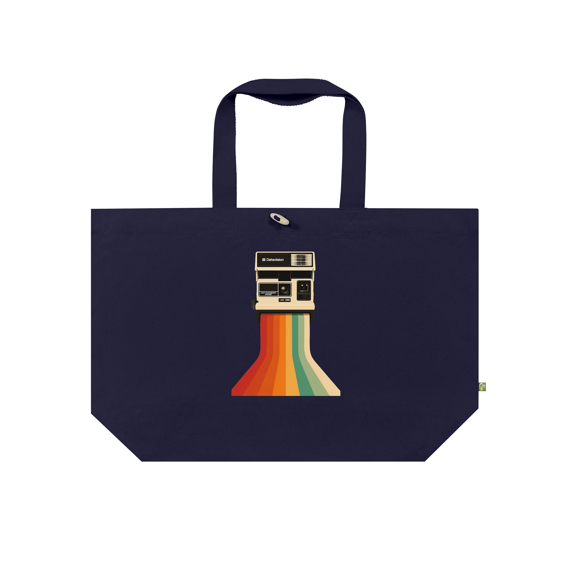 Retro Camera With Rainbow Print Bag in French Navy