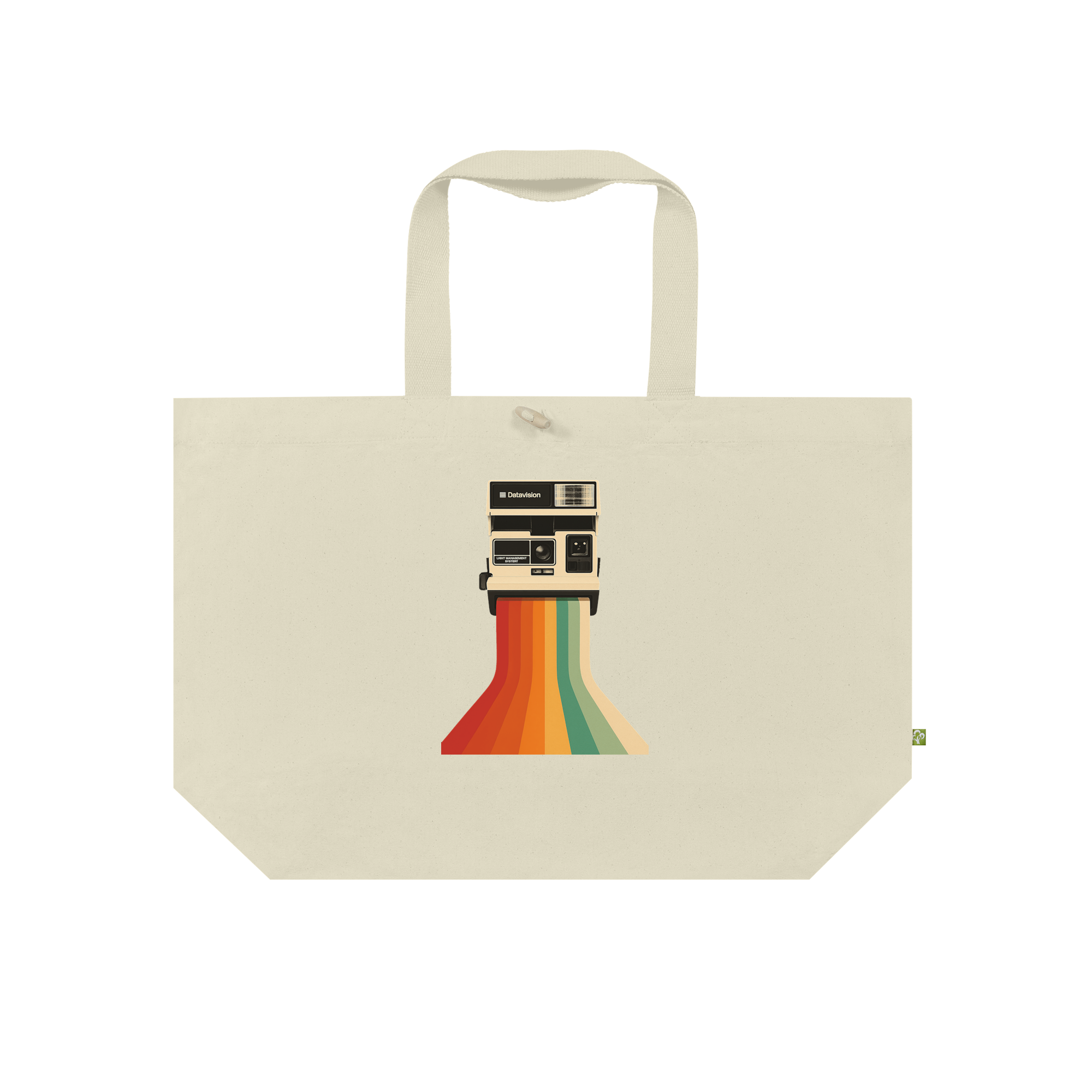 Retro Camera With Rainbow Print Bag in Natural