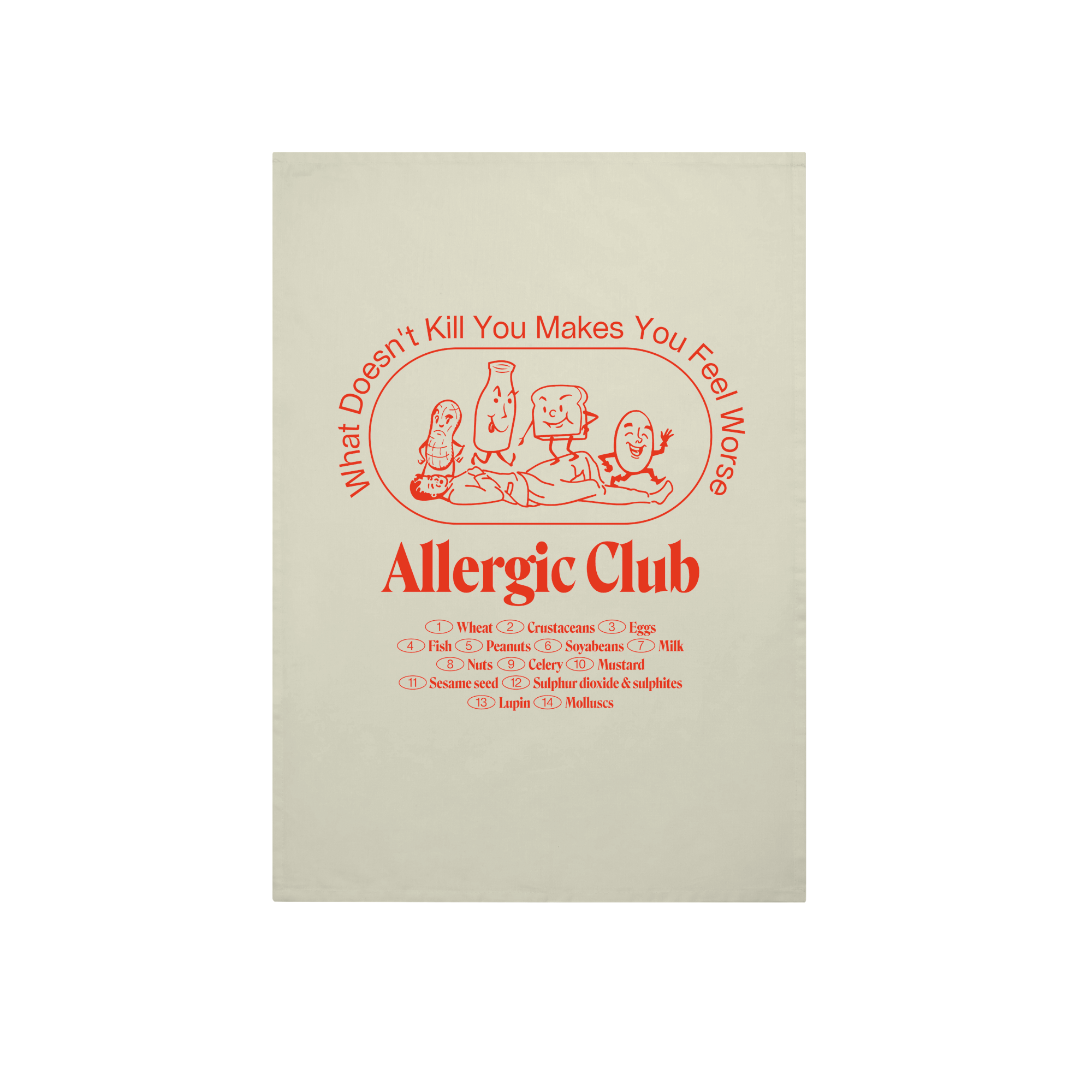 Allergic Club Tea Towel Lifestyle in Natural