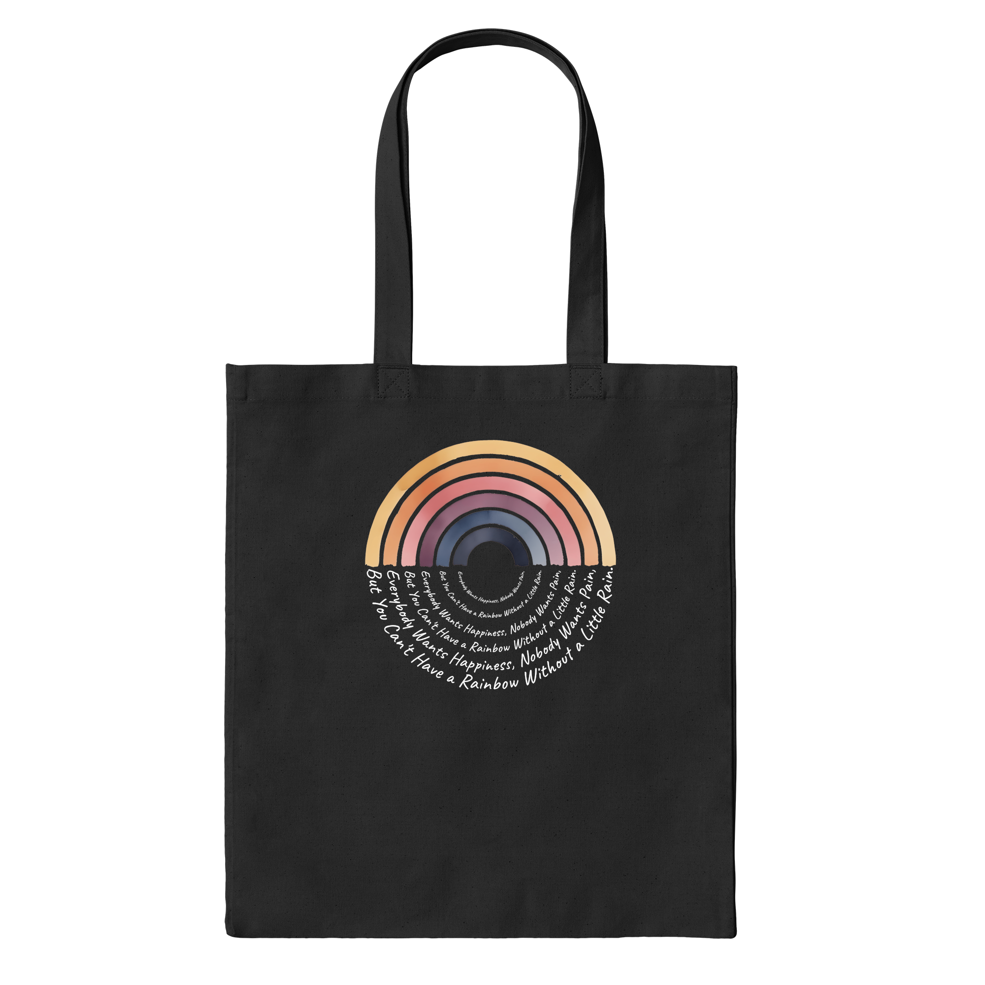 Boho Rainbow Wisdom Happiness Bag in Black