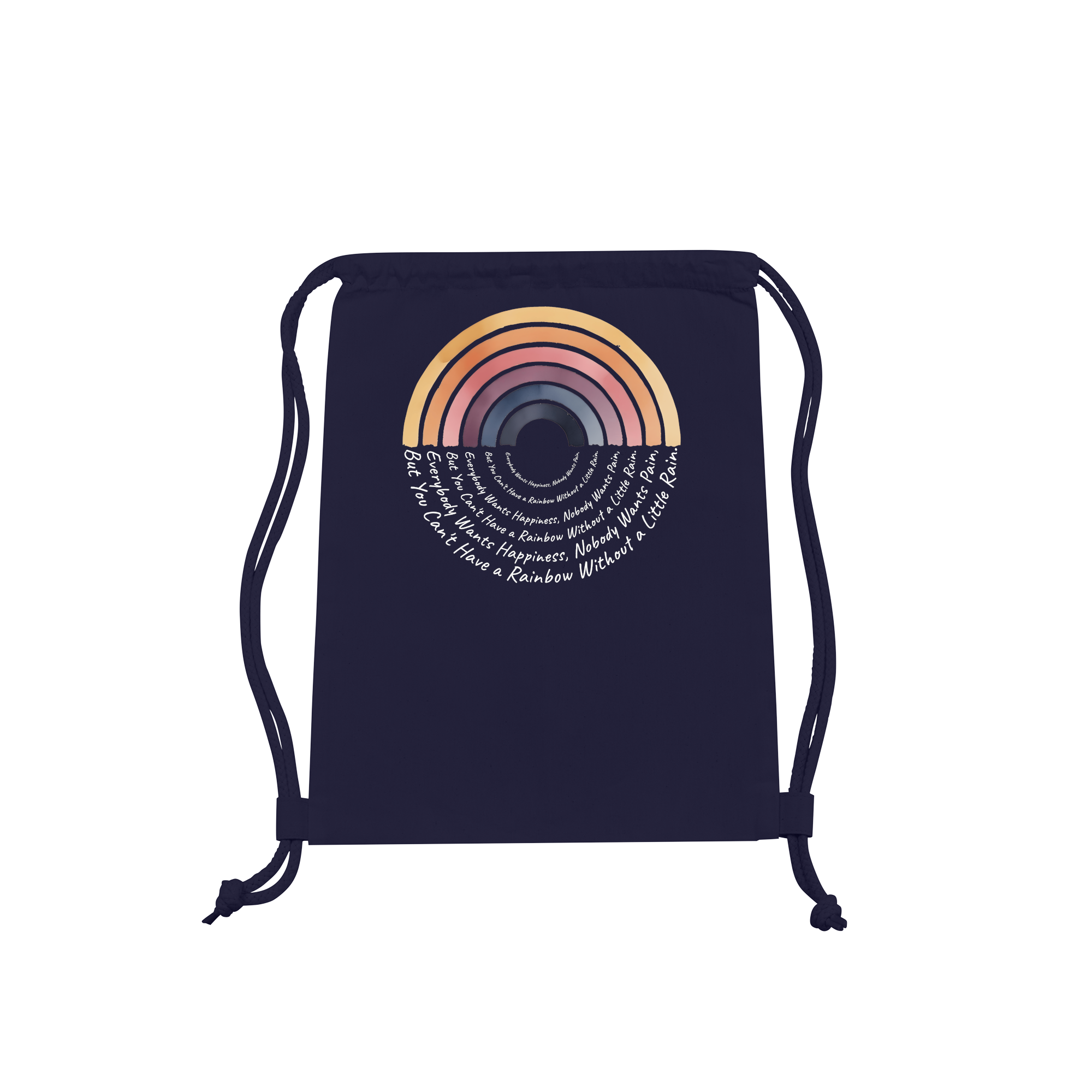 Boho Rainbow Wisdom Happiness Bag in French Navy