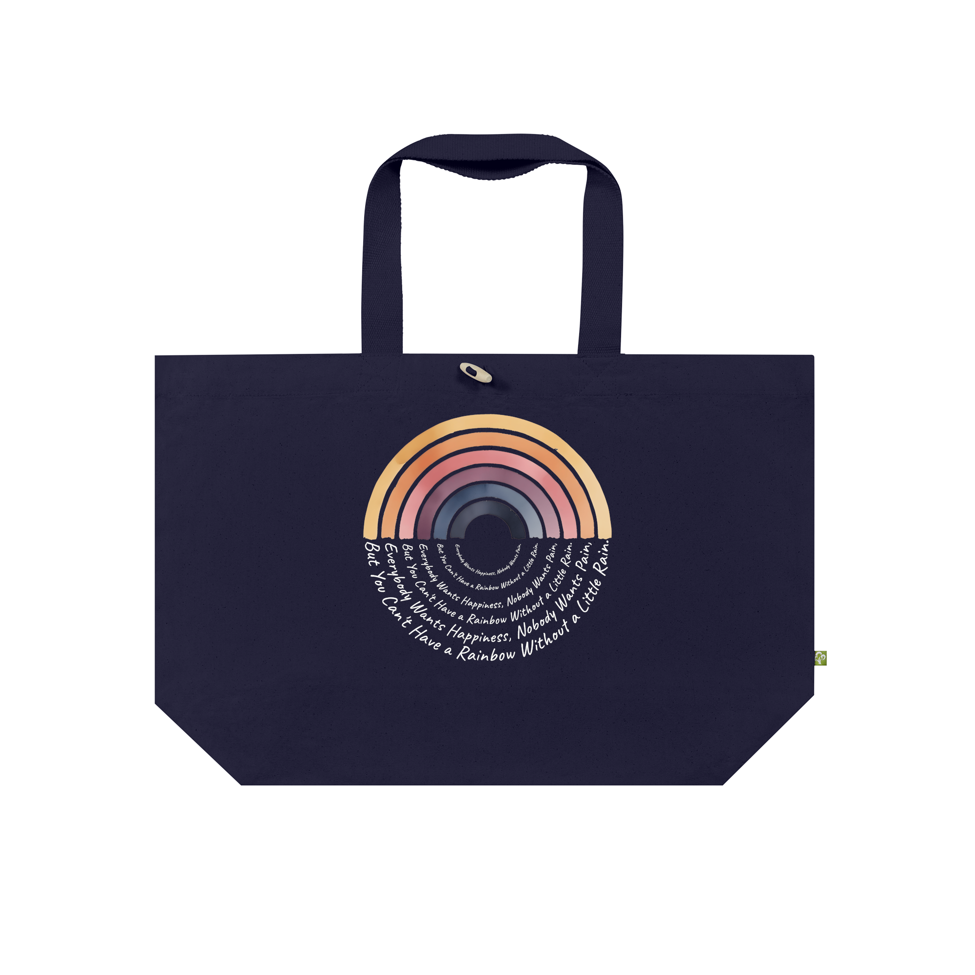 Boho Rainbow Wisdom Happiness Bag in French Navy