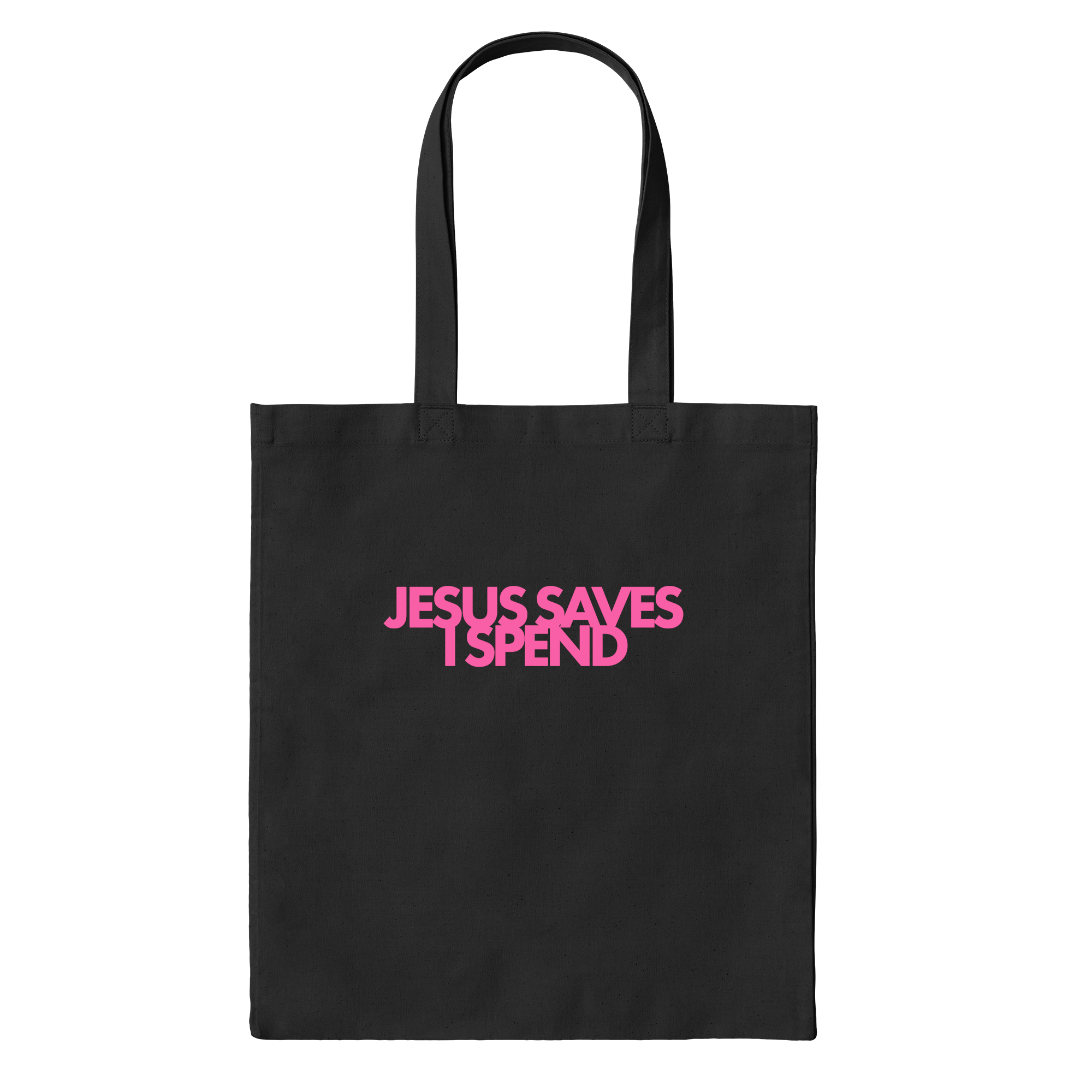 Jesus Saves I Spend Bag in Black